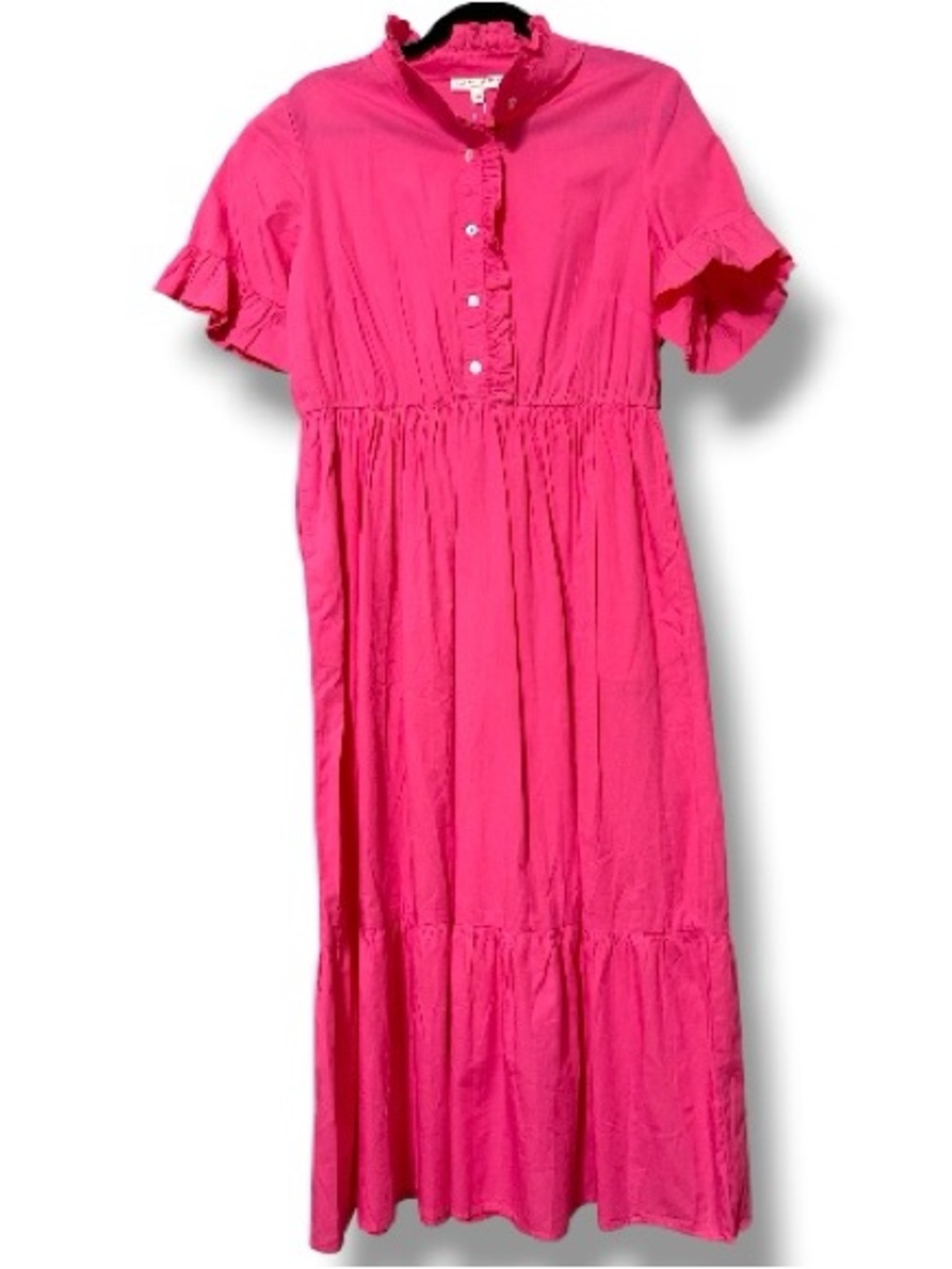 Laroque womens medium poplin flounce shirt dress no belt Anna melon pink NWT